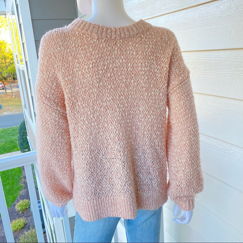 MADEWELL PINK BAEZ PULLOVER BALLOON SLEEVE SWEATER - Picture 4 of 9